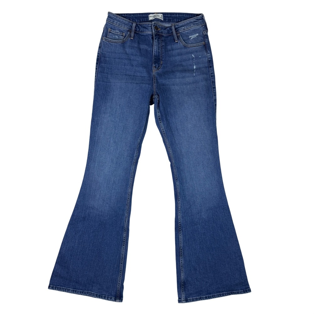 Abercrombie & Fitch The Flare Jeans Womens 29/8R Blue Ultra High Rise Distressed